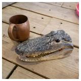 Small crocodile head & a copper Miller cup