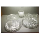 Group of Clear Glass Serving Trays & Bowls