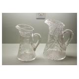 2 Heavy Cut Glass Pitchers