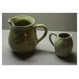 Dark Green Pitcher & Creamer