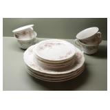 Gold Trim Rose Pattern China Set