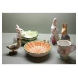 Group of Rabbit & Garden Theme Decorative Dishes
