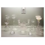 Group of Clear Glass Candle Holders
