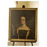 Vintage Oil on Canvas - Woman w/ Yellow Scarf