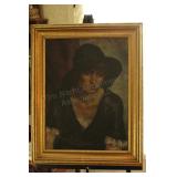 Vintage Oil on Canvas - Woman Wearing a Hat