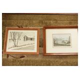 Pair of Framed Farm / Barn Art Pieces