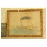 Mixed Media Steamboat Framed Artwork