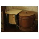 Decorative Wood Bucket & Small Stand