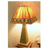 Square Lamp w/ Stained Glass Shade