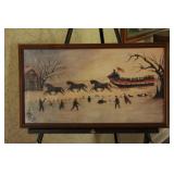Vintage Style Framed Winter Scene