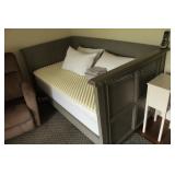 Grey Painted Day Bed w/ Pillows & Linens