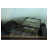 Pair of Vintage Decorative Tin Boxes & Wire Screen