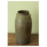 #4 tall butter churn, dark patina