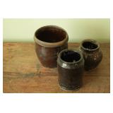 Group of 3 small brown crocks