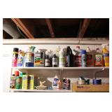 Group of cleaning supplies-top 2 shelves