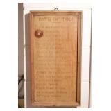 Framed rustic wood wall hanging- "Rate of Toll"