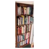 Wood bookshelf & contents - books