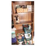 Wood bookshelf w/ contents
