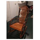 Rustic bent wood rocker w/slat seat & back