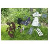 Group of metal garden decorations