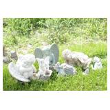 Group of garden cherubs, angels & mermaid