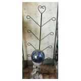 Small gazing ball on stand & metal hanger