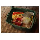 Tote full of garden chemicals, seed, etc