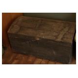 Black wood trunk w/contents
