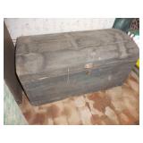 Black wood trunk w/contents