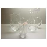 Group of Cut Glass Pitchers & Cocktail Stirrers