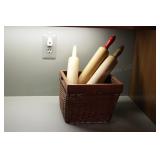 3 Munising Rolling Pins w/Basket