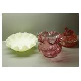 Fenton Candy Dish/ Cranberry Bowl/ Swan Candy Dish