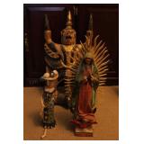 3 Statuettes (Mother Mary, Skeleton & wall hangng)