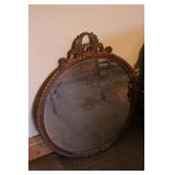 Framed Round Wood Framed Mirror