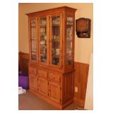 Large Oak Beveled Glass China Cabinet
