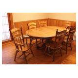 Oak Claw-Foot Pedestal Table & Chair Set