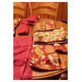 Group of Red Floral Table Linens