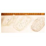 3 pressed glass relish trays