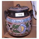 Art Pottery bird design cookie jar