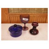3 Pieces of art glass (Blue & Purple)