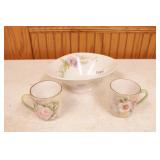 German hand Painted candy dish & coffee cups