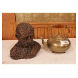 Tea pot & a clay bust