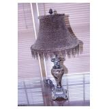 metal & ceramic lamp w/ leopard shade