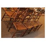 Set of 4 Slat Back Rush Seat Chairs