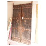 2 Chinese Vintage Iron Bound Wood "Castle" Doors