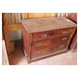 Tiger Maple Marble Top 4 Drawer Chest