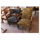 Blue & green upholstered chairs