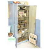 Blue Metal Storage Cabinet & Small Step Stool