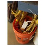 Bucket w/ 4 Extension Cords & Trouble Light