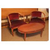 Oval Coffee Table & 2 Curved Back Chairs